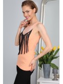 Damen-Top mit Fransen Peach 2947 – Online-Shop – Boutique